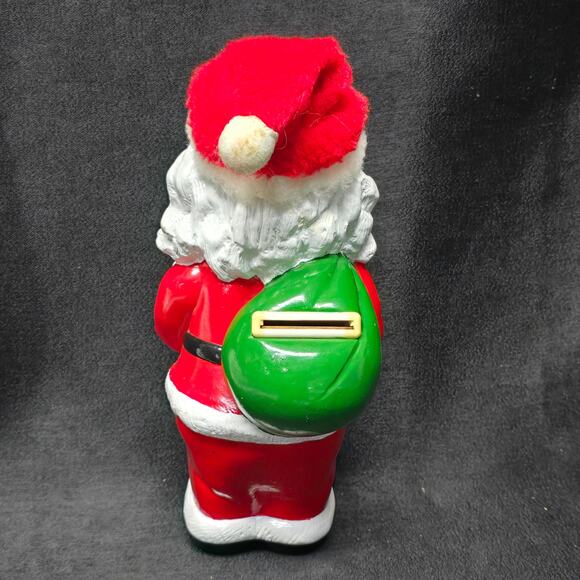 Vintage Smoking Pipe Santa Claus Carrying Toys Plastic Coin Bank Collectible - Picture 3 of 11